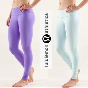 Lululemon Wunder Under Reversible Leggings Power Purple Light Blue Full Length 4